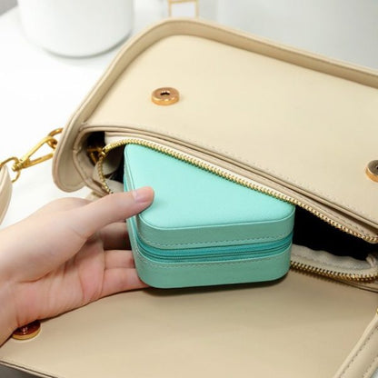 Compact Travel Leather Jewelry Organizer Box