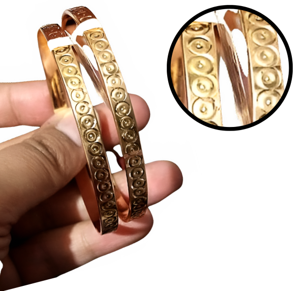 Gold Dotted Circle Bangle Bracelet Kada