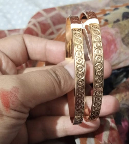 Gold Dotted Circle Bangle Bracelet Kada