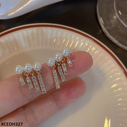 Pearl Ear Drops Earrings Pair - CEDH327 SDQ