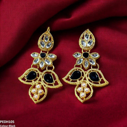 Double Eye Stone Drop Earrings - PEDH105 FRN