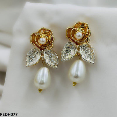 Flower/Pearl Drop Earring Pair - PEDH077 SDQ
