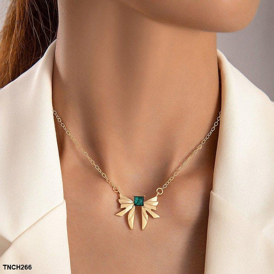 Emerald Crystal Bowknot Necklace - TNCH266 YYE