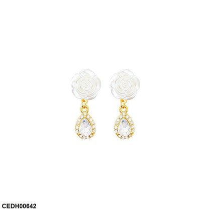 Flower Tear Drop Earrings - CEDH00642 HJF
