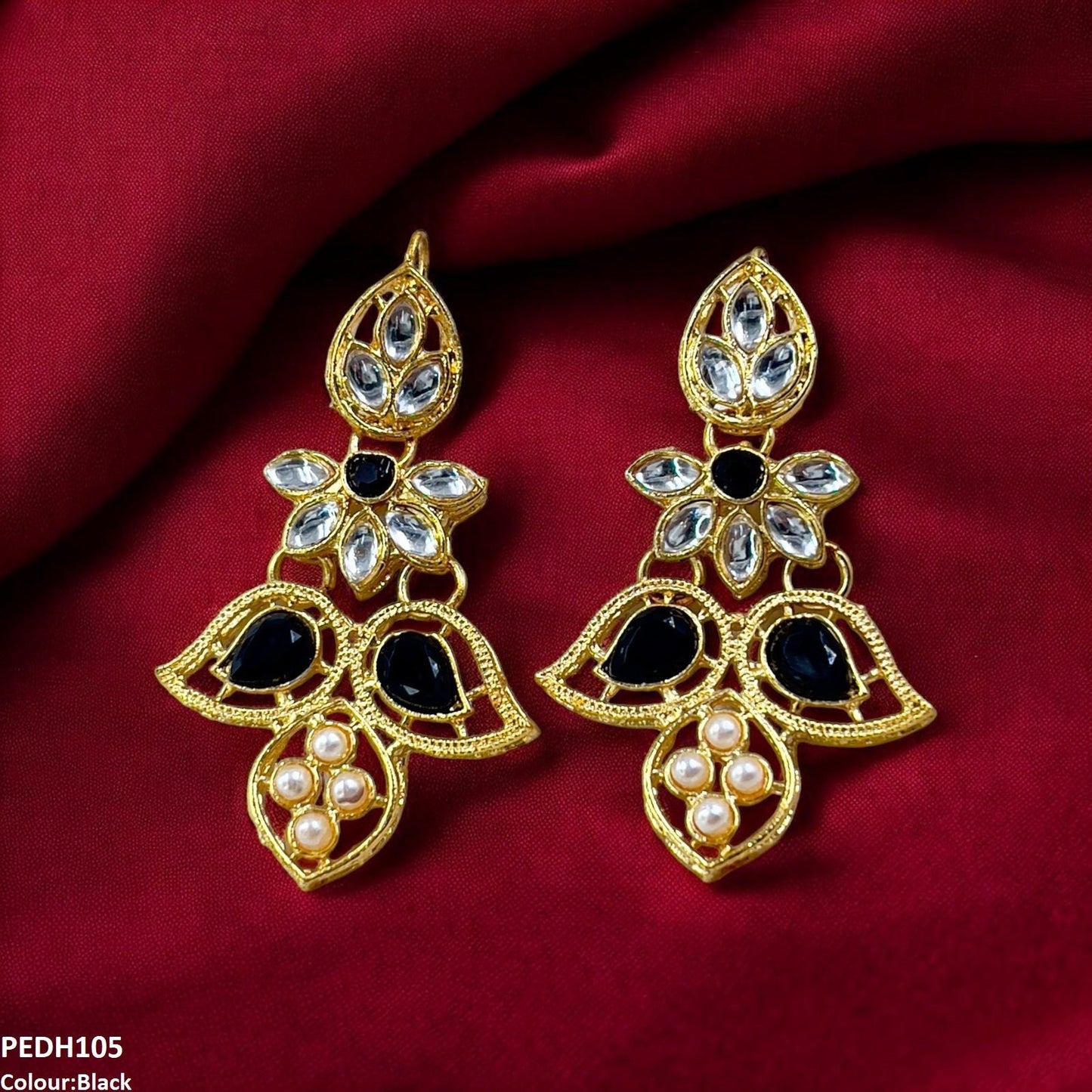 Double Eye Stone Drop Earrings - PEDH105 FRN