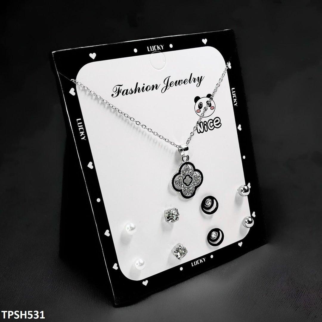 Flower Pendent Earrings Set - TPSH531 FNG