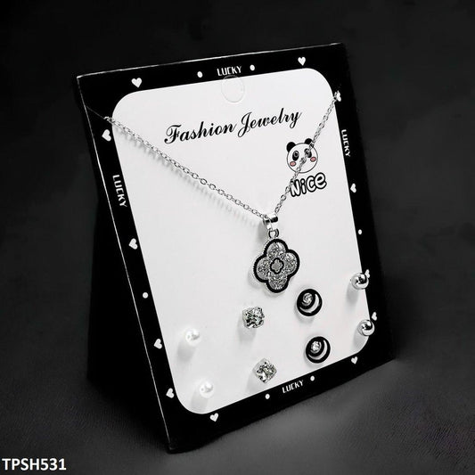 Flower Pendent Earrings Set - TPSH531 FNG