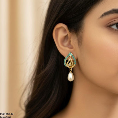 Ferozi Tear Pearl Drop Earrings - PEDH00140 SDQ