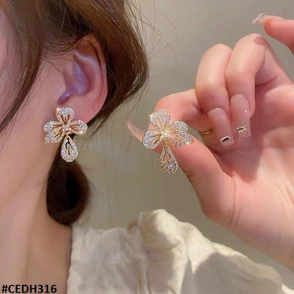 Flower Teardrop Earrings Pair - CEDH316 ZHL