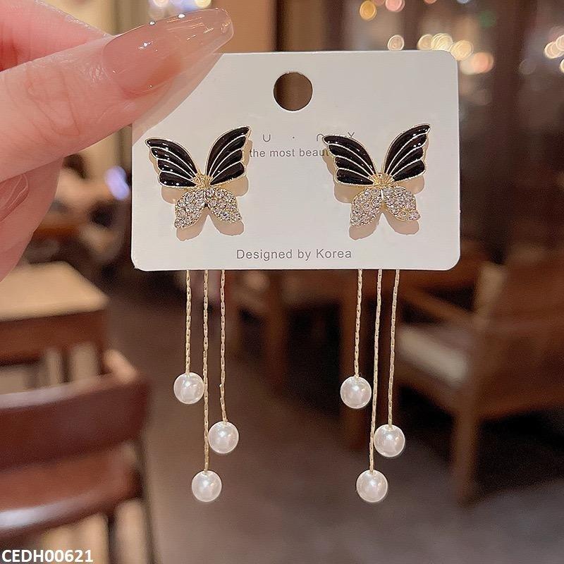 Butterfly/Pearl Drop Earrings - CEDH00621 LSH CEDH