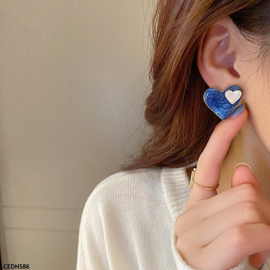 Double Heart Drop Earrings - CEDH586 LSH