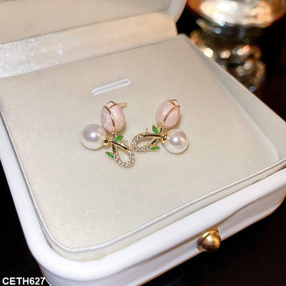 Twisted Rose Stud Earrings - CETH627 LSH