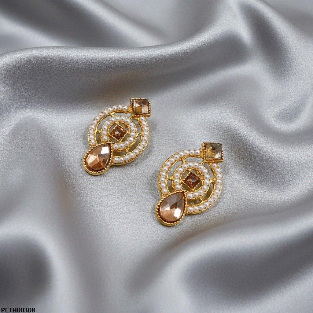 Square/Tear Pearl Earrings Pair - PETH00308 MZM