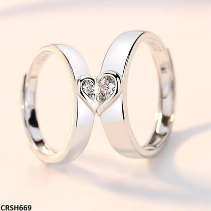 Heart Shape Couple Ring Set Adjustable - CRSH669 BLX