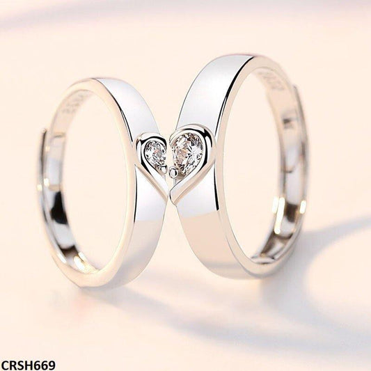 Heart Shape Couple Ring Set Adjustable - CRSH669 BLX