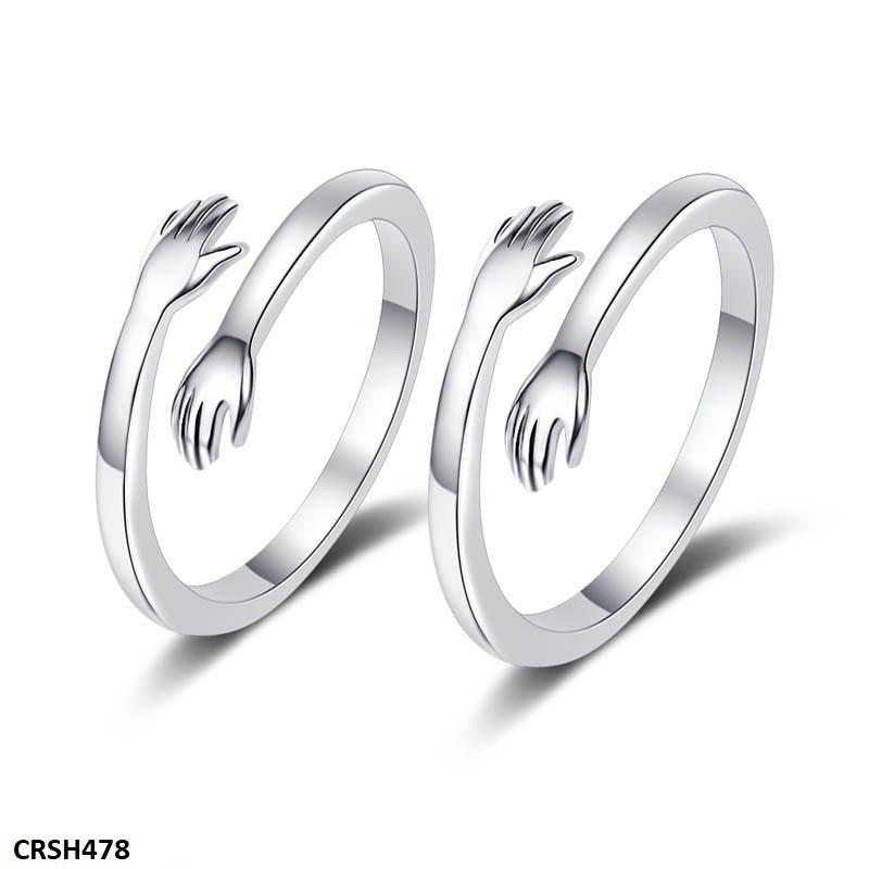 Hug Couple Ring Set Adjustable - CRSH478 BLX