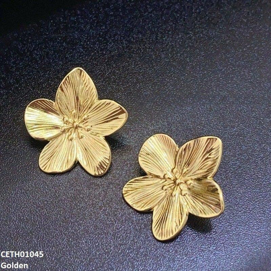 Golden Flower Tops Earrings Pair - CETH01045 LSH
