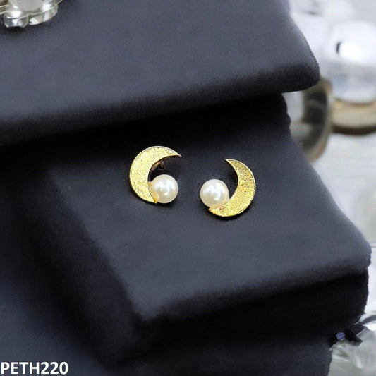 Pearl/Moon Golden Tops Earrings - PETH220 SDQ