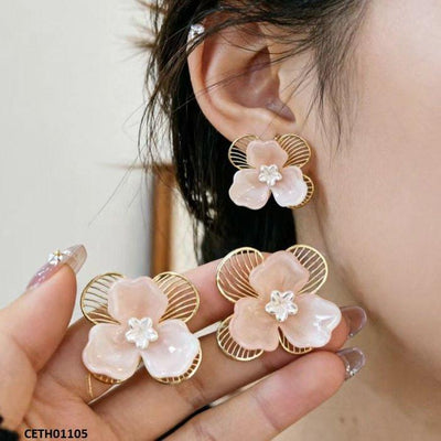 Double Flower Stud Earrings - CETH01105 LSH