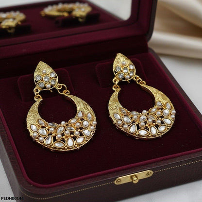 Golden Moon Drop Earrings - PEDH00144 MZM