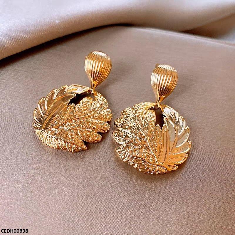 Round Leaf Drop Earrings - CEDH00638 ZHL
