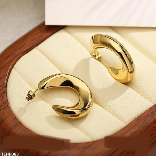 C Shape Earrings Hoops Pair - TEHH383 YYE