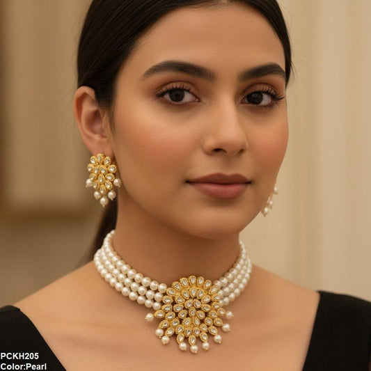 Golden Tear Pearl Choker Set - PCKH205 FRN