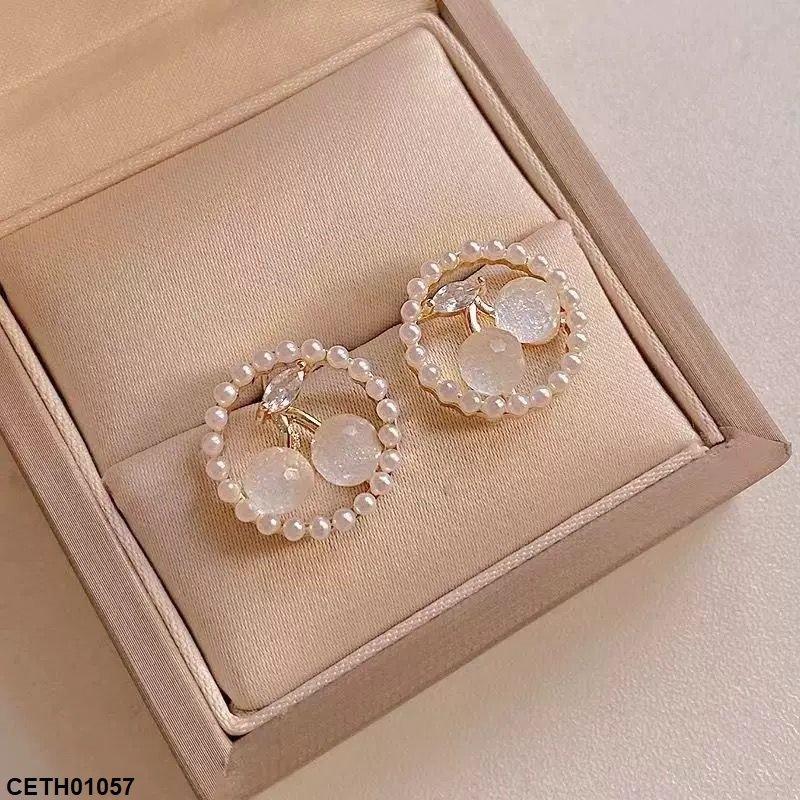 Round Shape Cherry Earrings Tops Pair - CETH01057 ZHL
