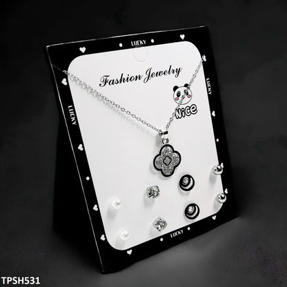 Flower Pendent Earrings Set - TPSH531 FNG