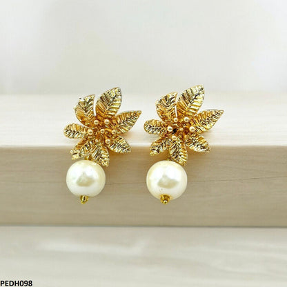 Korean Flower Pearl Drop Earrings - PEDH098 SDQ