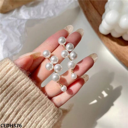 ZigZag Pearl Drop Earrings Pair - CEDH376 BTO