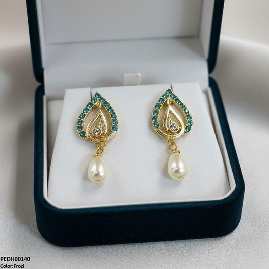 Ferozi Tear Pearl Drop Earrings - PEDH00140 SDQ