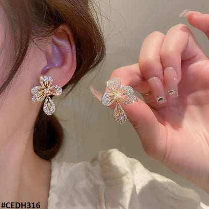 Flower Teardrop Earrings Pair - CEDH316 ZHL