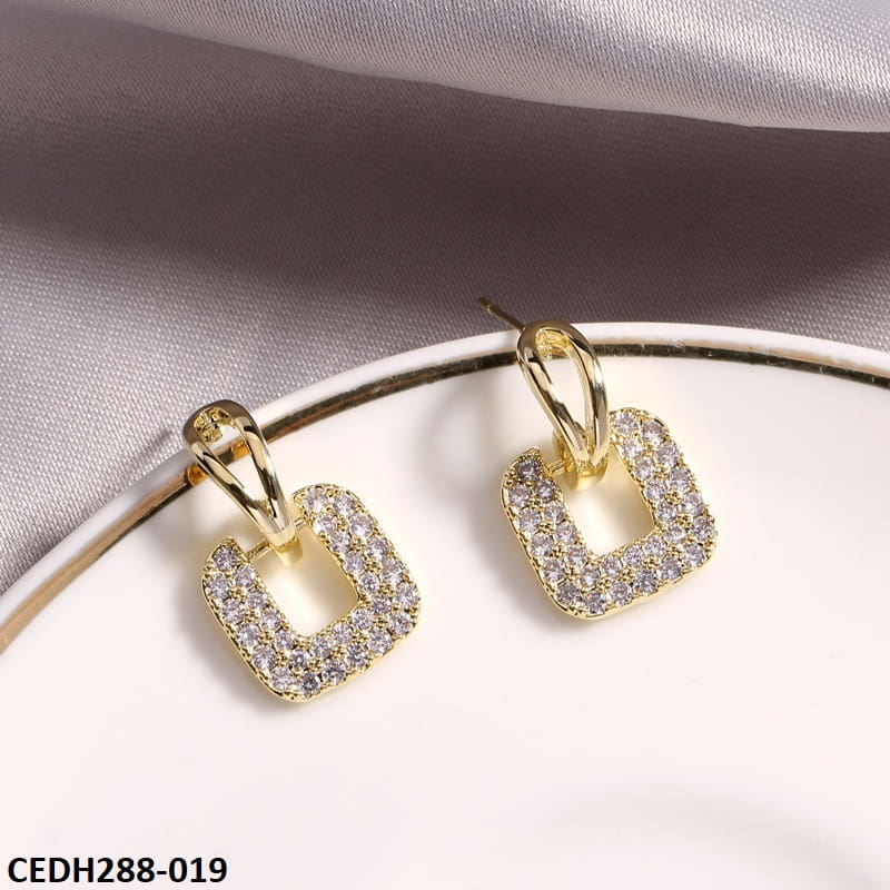 Tear Square Drop Earrings Pair - CEDH288 XST