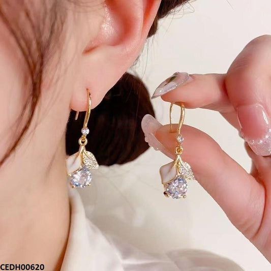 Double Leaf Drop Earrings - CEDH00620 LSH