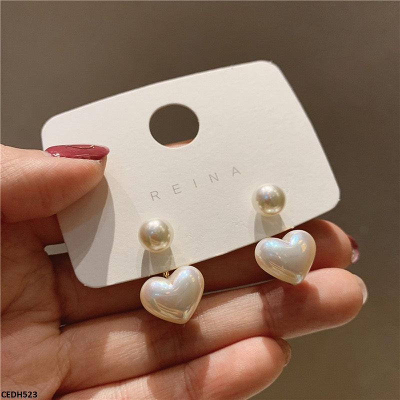 Pearl/Heart Drop Earrings - CEDH523 LSH