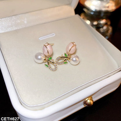 Twisted Rose Stud Earrings - CETH627 LSH