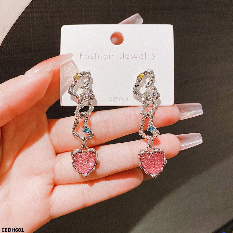 Trendy Heart Drop Earrings - CEDH601 ZHL