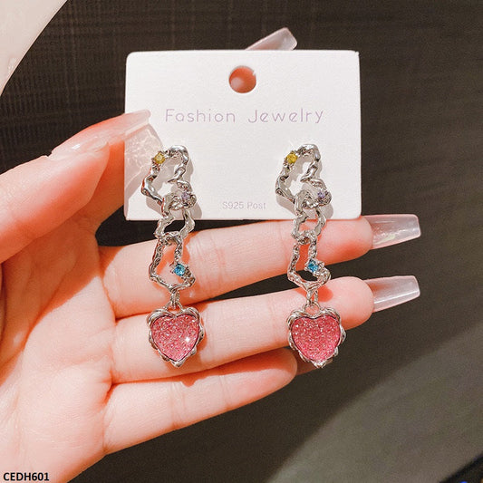 Trendy Heart Drop Earrings - CEDH601 ZHL