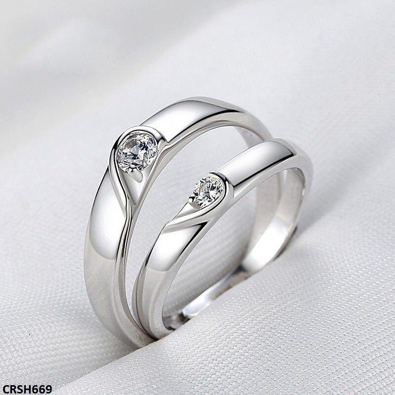 Heart Shape Couple Ring Set Adjustable - CRSH669 BLX