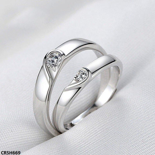 Heart Shape Couple Ring Set Adjustable - CRSH669 BLX