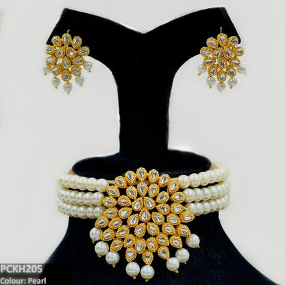 Golden Tear Pearl Choker Set - PCKH205 FRN