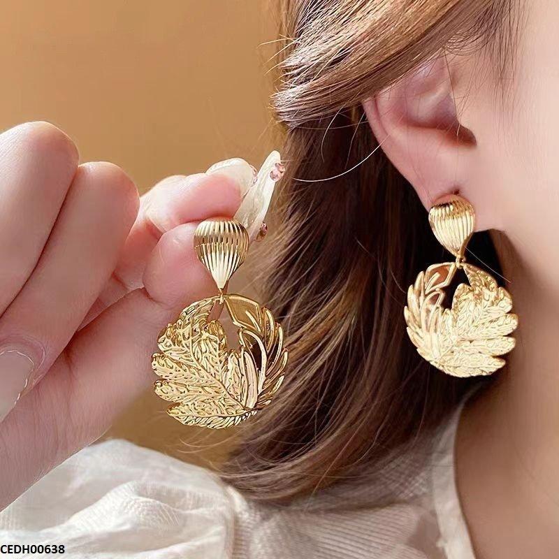 Round Leaf Drop Earrings - CEDH00638 ZHL
