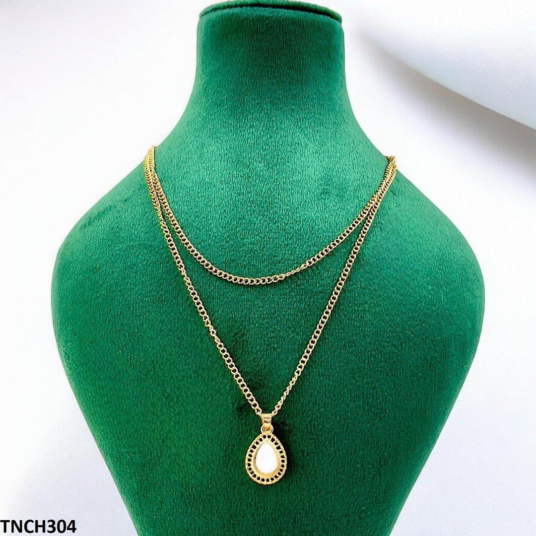 Double Chain/Tear Drop Necklace - TNCH304 YYE
