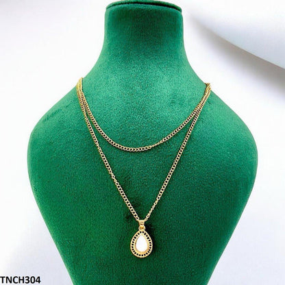 Double Chain/Tear Drop Necklace - TNCH304 YYE