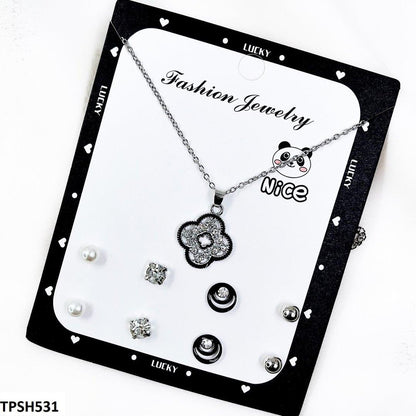 Flower Pendent Earrings Set - TPSH531 FNG