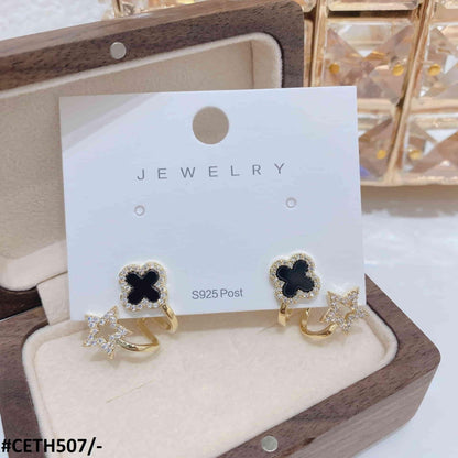 Clover Star Stud Earrings Pair - CETH507 LSH