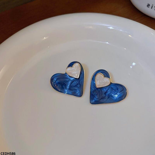 Double Heart Drop Earrings - CEDH586 LSH