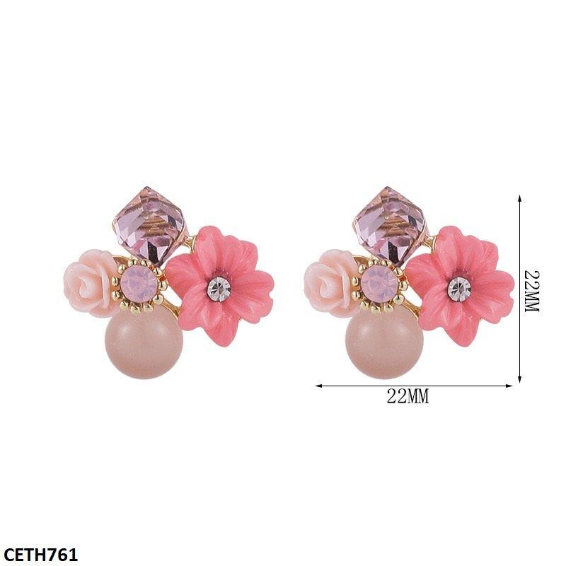 Rose Crystal Flower Earrings - CETH761 LSH