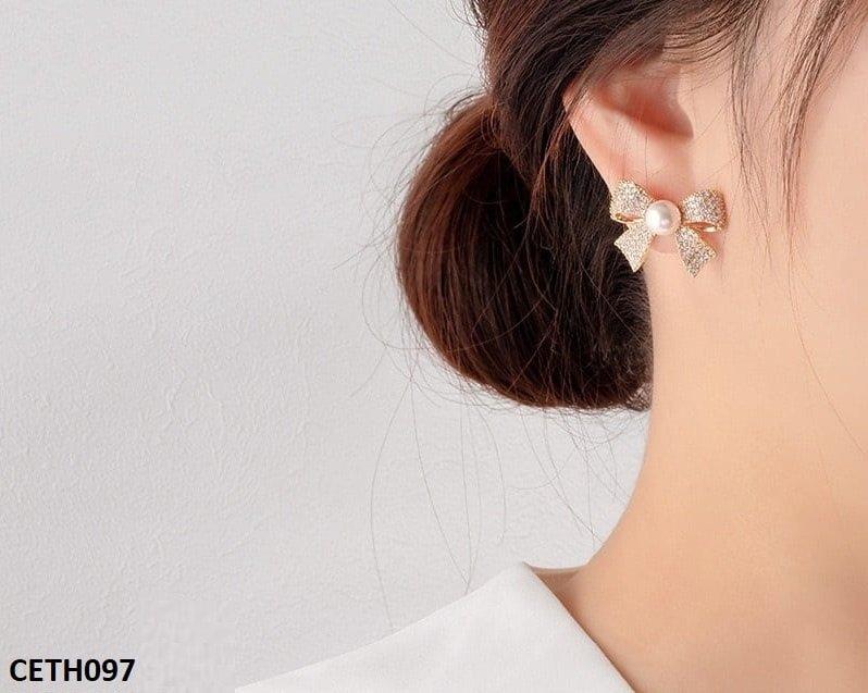 Bow Tai Korean Earrings Pair - CETH097 SDQ